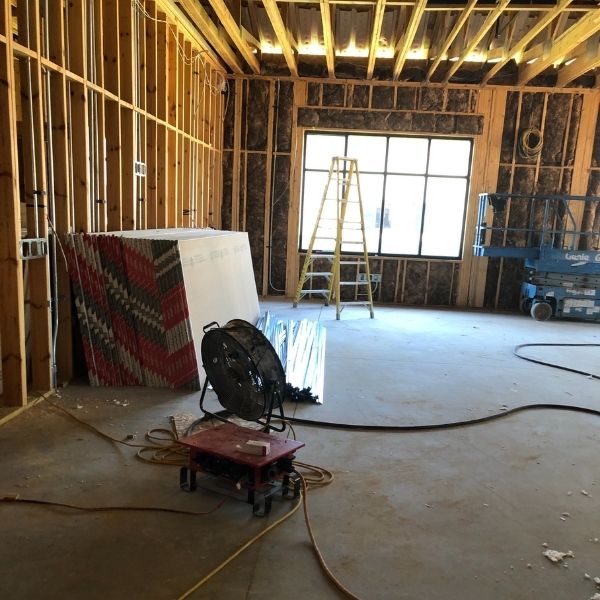 New construction building, framed in and electrical for the multi-purpose room